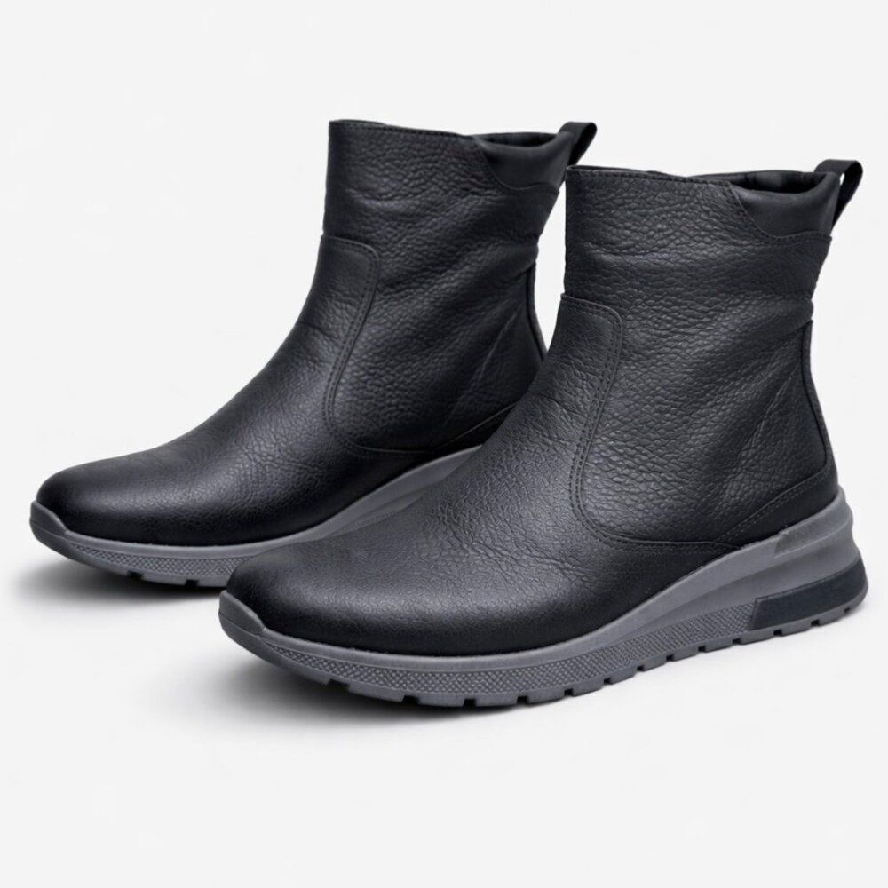 Ara Newberry Black Leather Wool Lined Ankle Boots Womens Size 6 UK 8 US